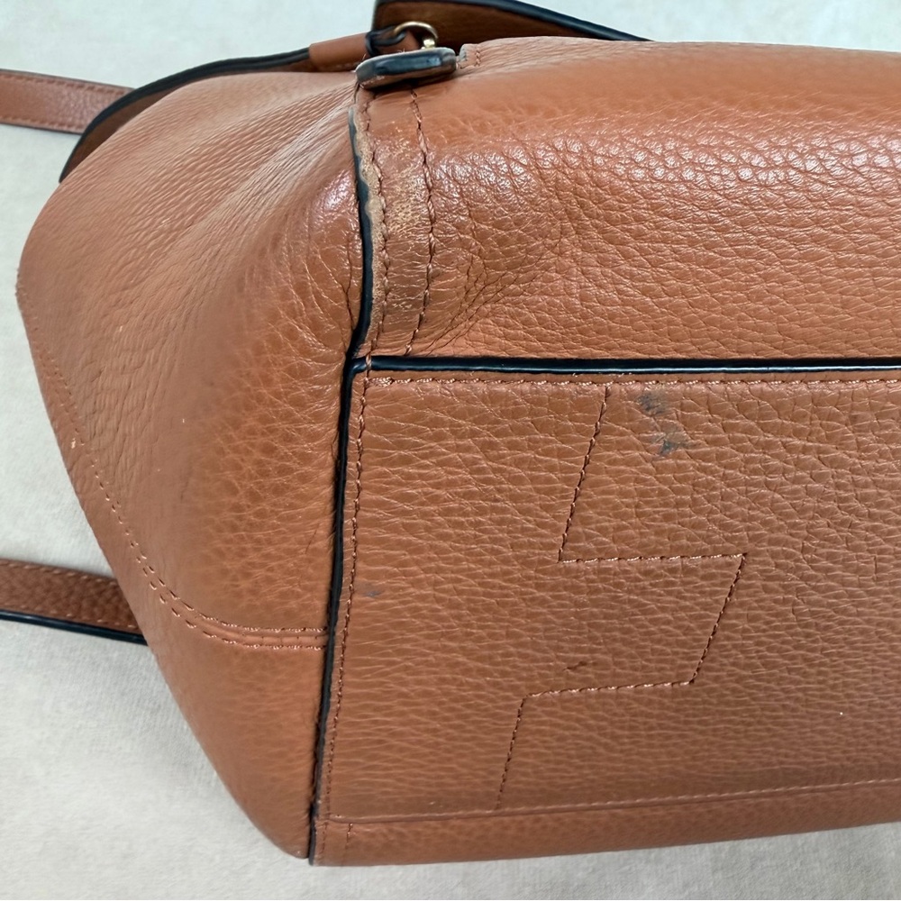 Tory Burch Brown Leather Half-Moon Top Handle Satchel Crossbody Bag - Picture 8 of 15